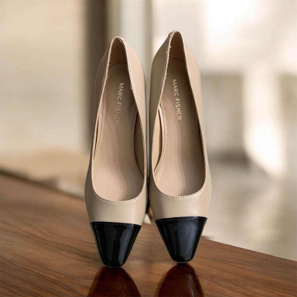 Women’s Marc Fisher Cream and Black Heels